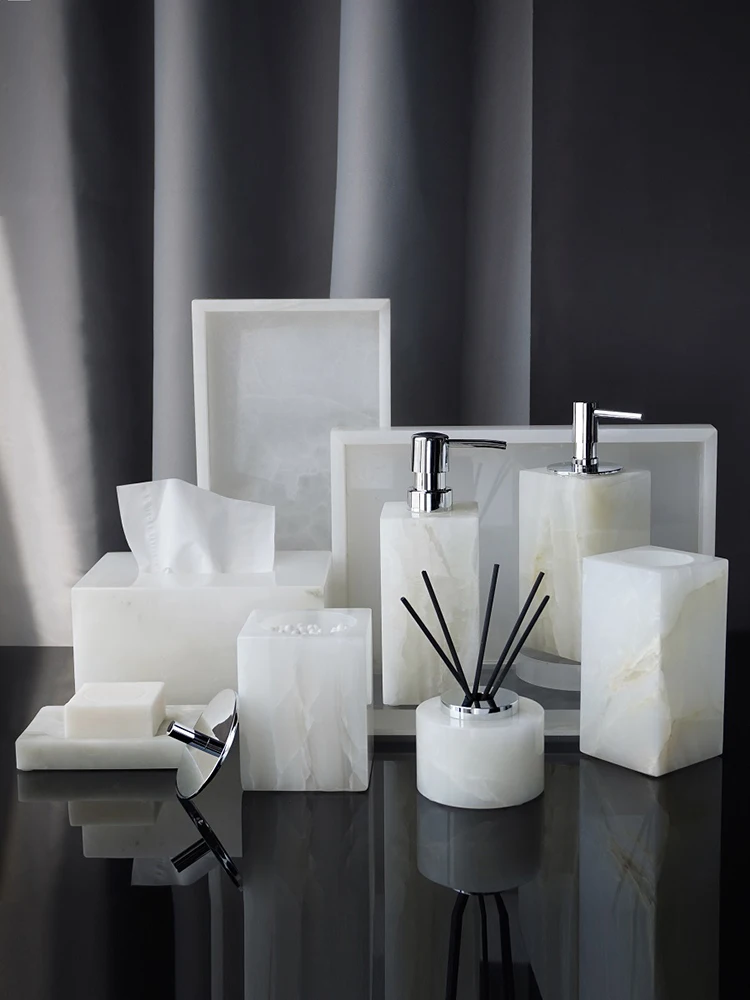 Reed Diffuser Set - White Onyx Natural Marble Bathroom Accessories