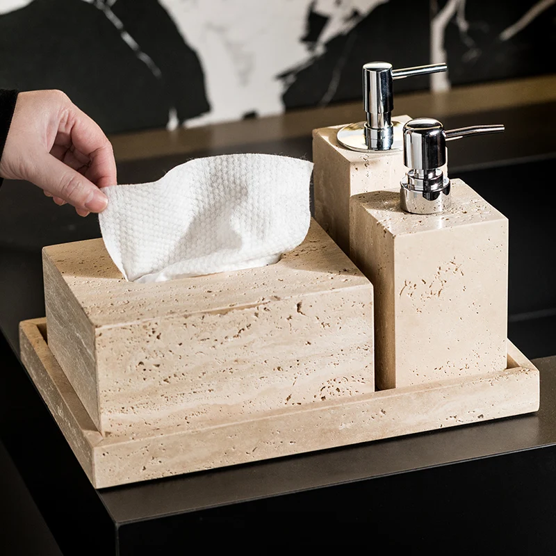 Beige Travertine Bathroom Set  - Reed Diffuser Set review and price